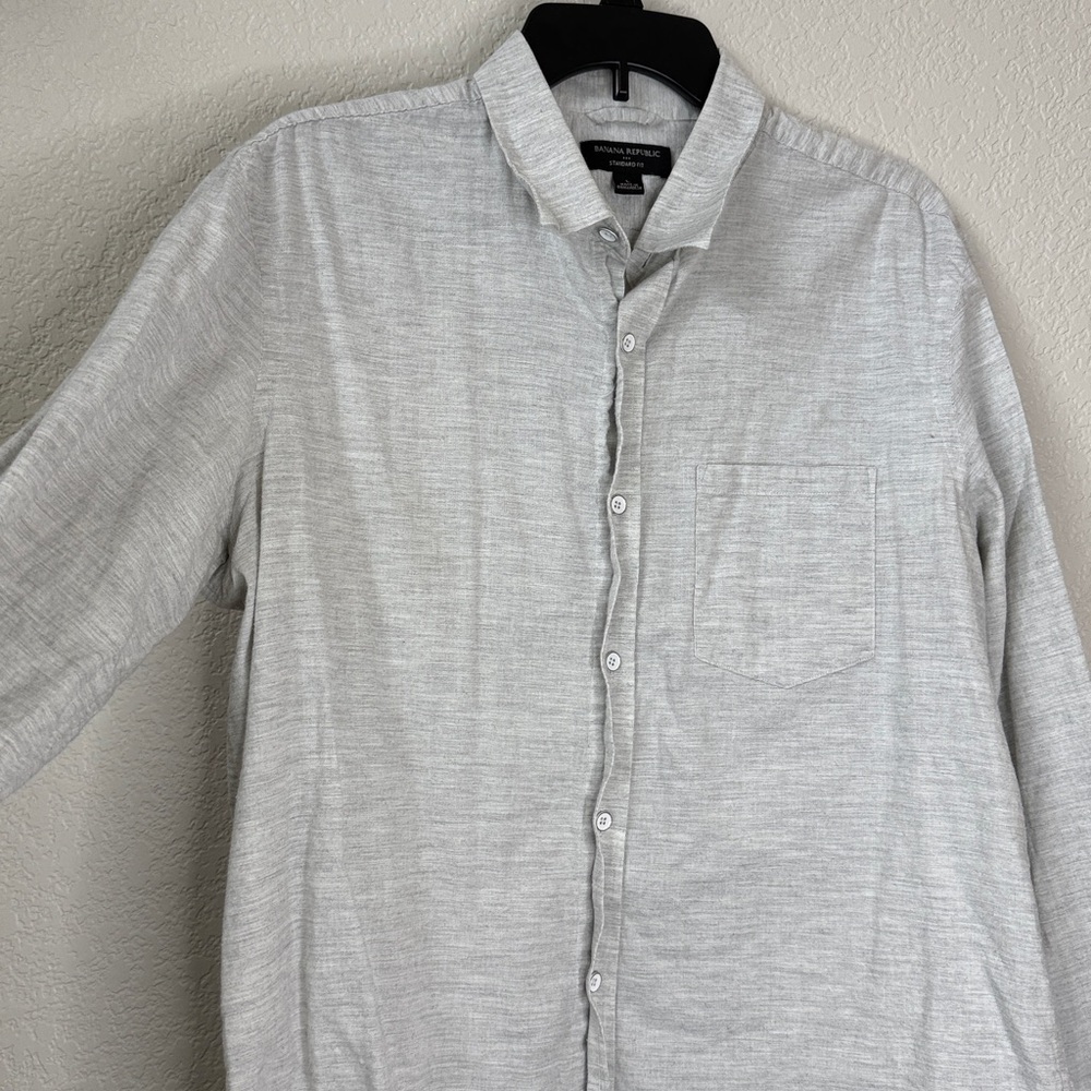 Mens Banana Republic Casual Button-Down Shirt Light Gray size Large - Picture 2 of 7